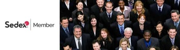 Smiling office workers with superimposed Sedex logo